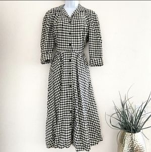 Sm/Med Carol Anderson VTG Rare Gingham Print Button Up Fit and Flare Midi